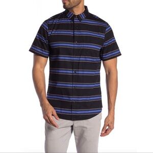 Public Opinion Black & Blue Rock Stripe Shirt NWT